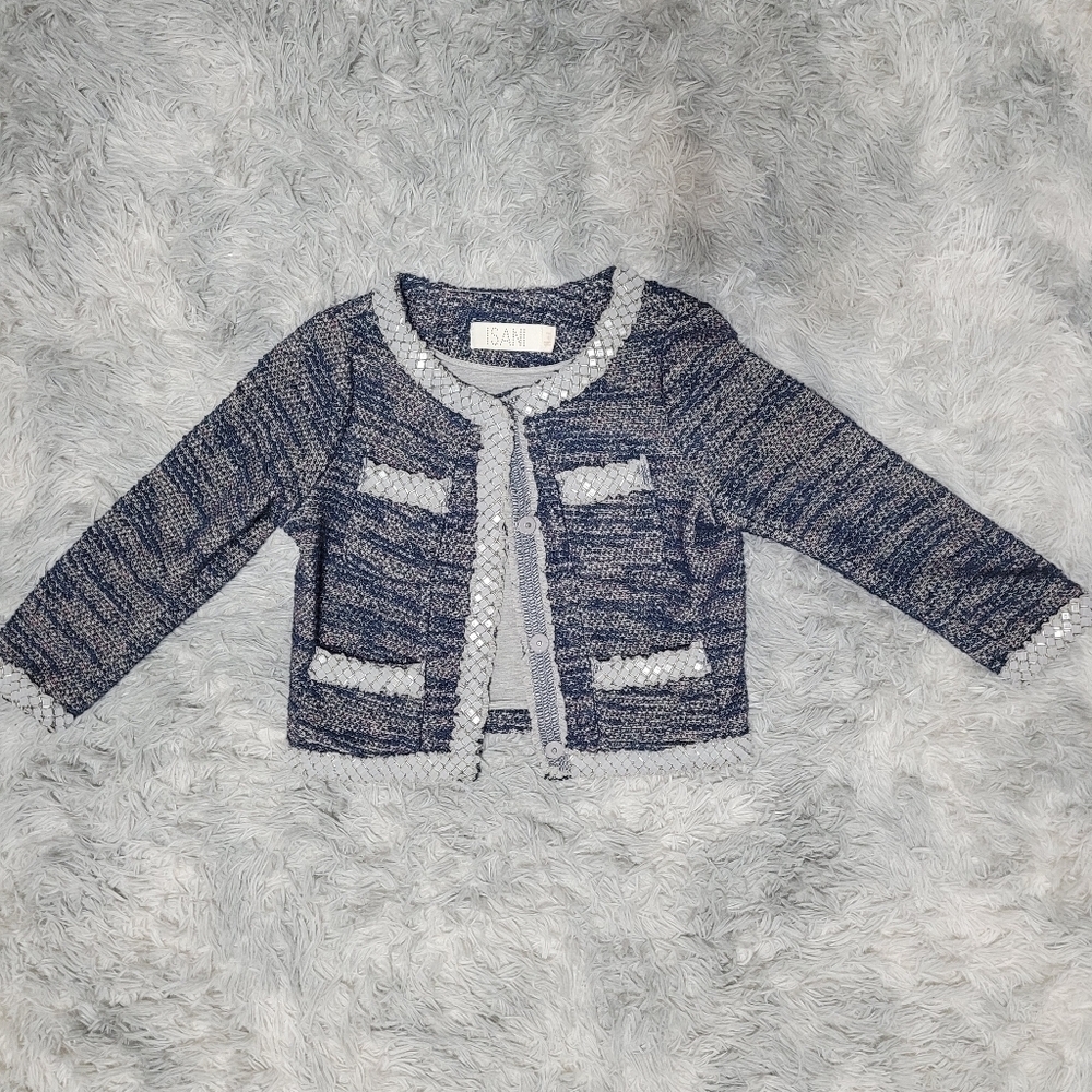 NWT Anthropologie Isani Massey Cropped Tweed Beaded Trim Jacket, Small